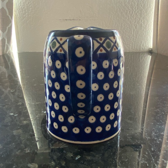 BOLESLAWIEC Polish Pottery Blue Pitcher 24 oz - Picture 5 of 10